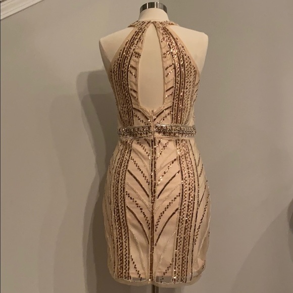 Beaded Rose Gold & Sequenced Cocktail/Party Dress - Picture 2 of 2